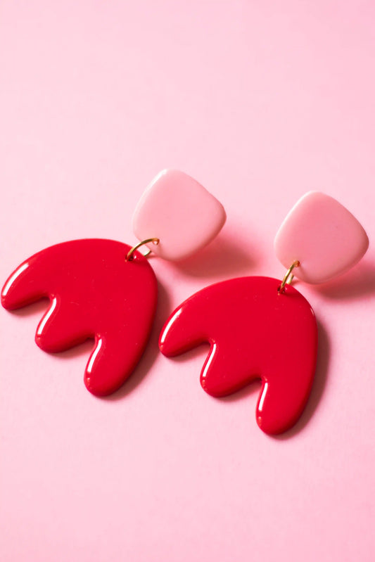 pendientes amapola xl rojo rosa