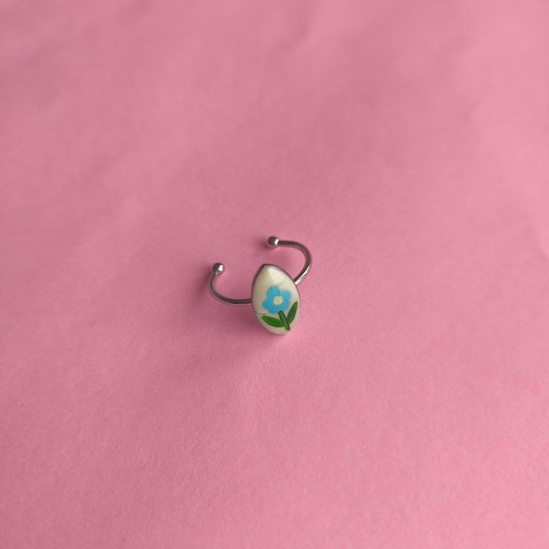 Anillo pintado rombo amarillo y celeste – CCHIO | Tienda de diseño Barcelona