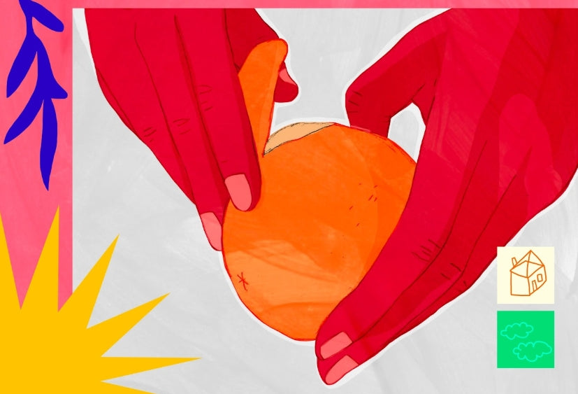 ilustracion una mandarina al sol