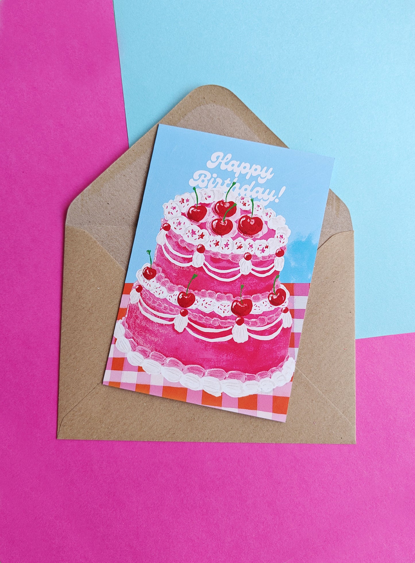 Tarjeta Happy Bday pastel – Ilustración original de Laura Ortiz | Leopardo Leopardi Barcelona