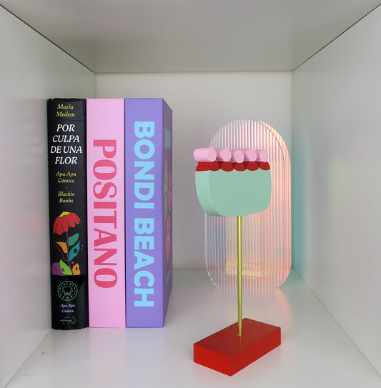 Green and pink suspended flower