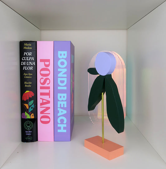 flor suspendida de madera (lila & verde)