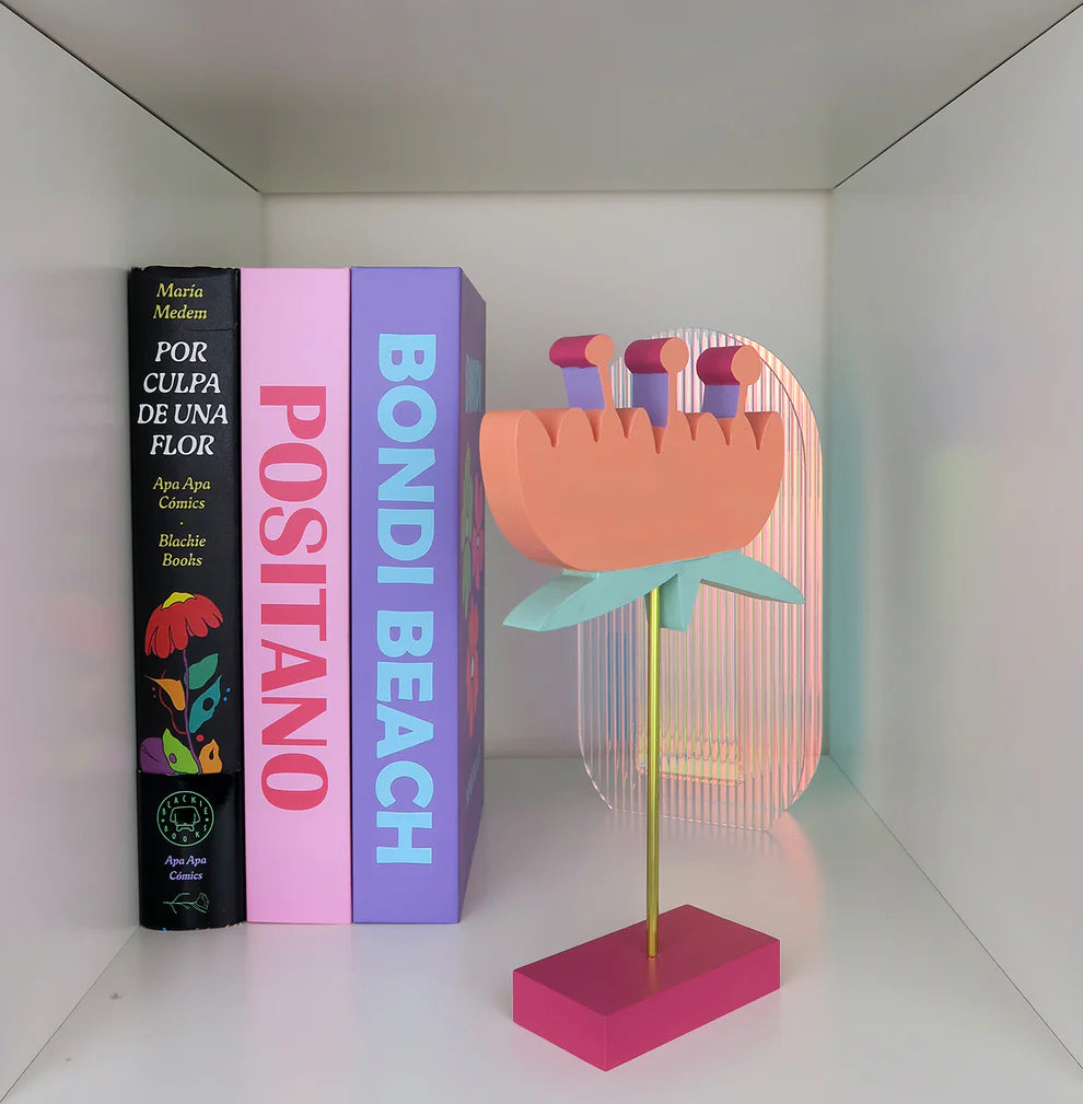 flor suspendida de madera (naranja)