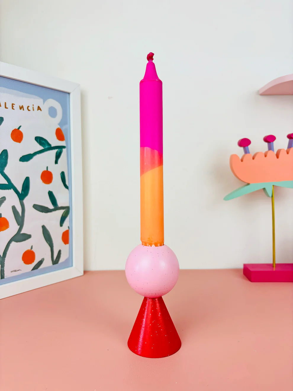 candelabro mini rojo purpurina