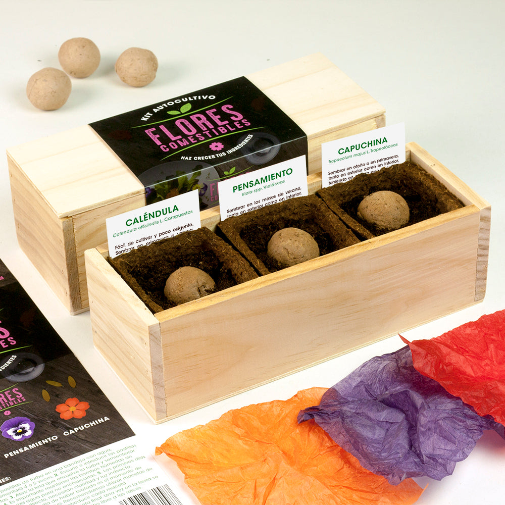 Kit Autocultivo Flores Comestibles (Caléndula, pensamiento y capuchina)