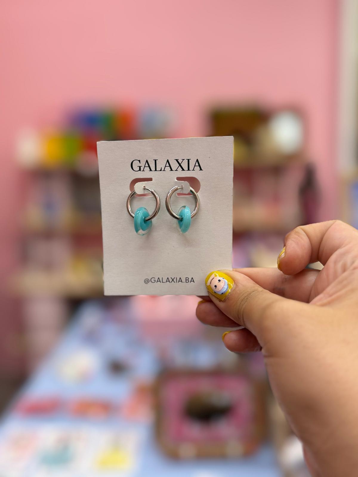 Pendientes vidrio bolita azul