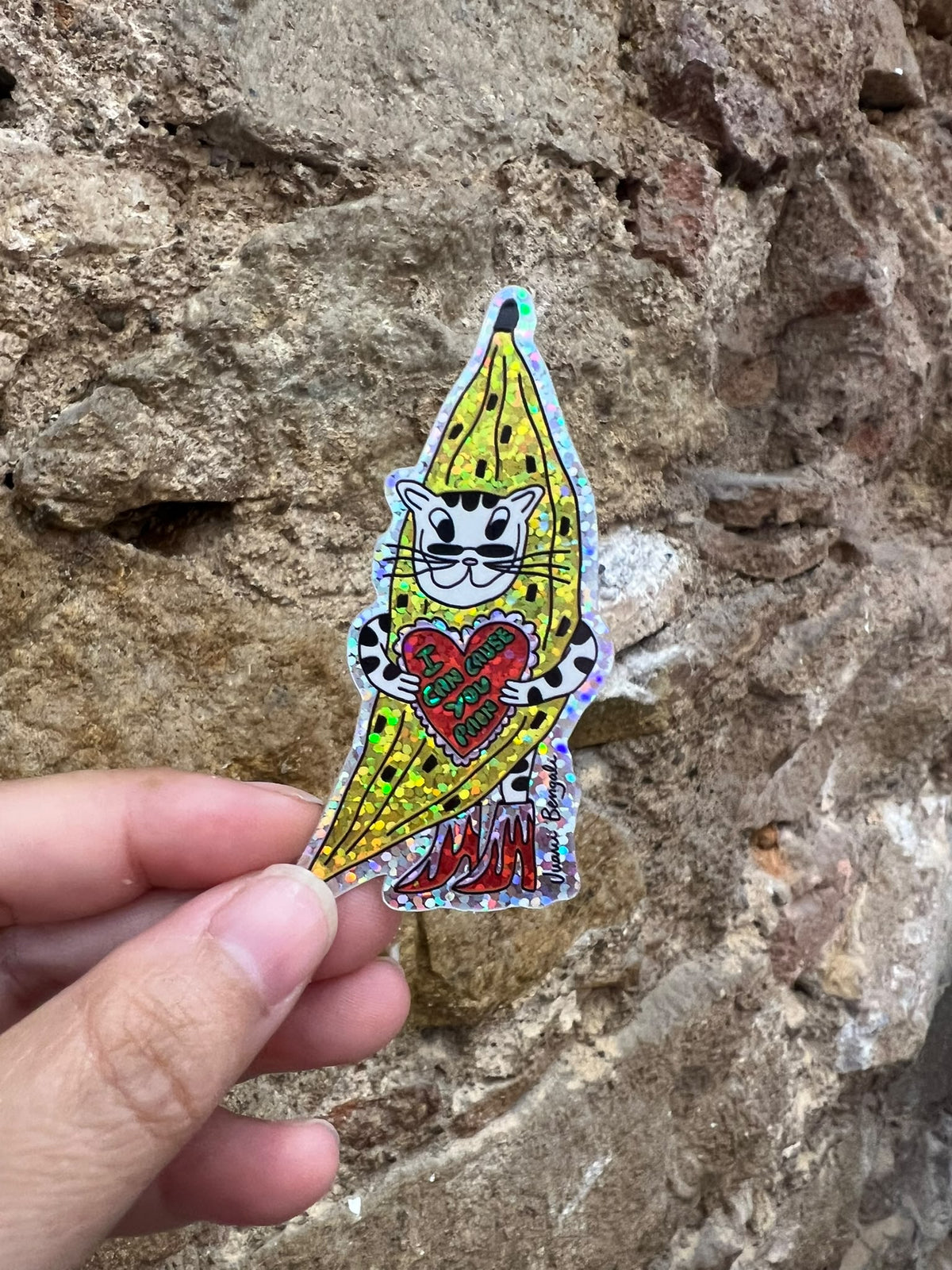 sticker cat banana