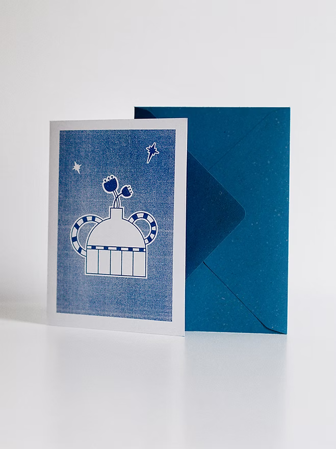tarjeta blue pottery