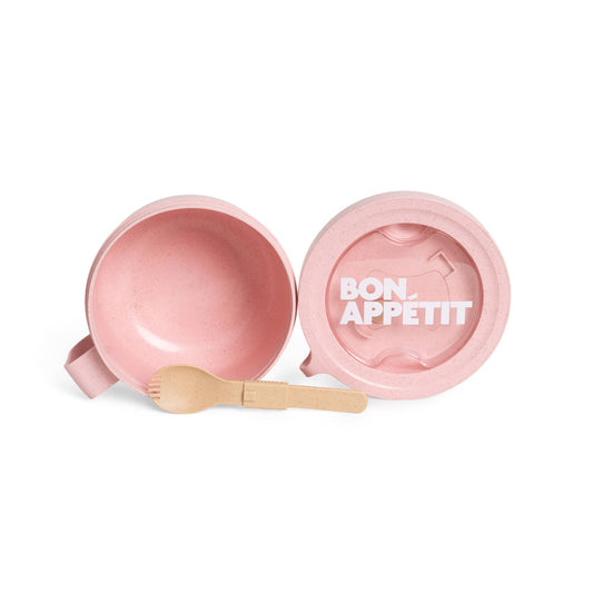 CAJA DE ALMUERZO REDONDA ROSA BON APPÉTIT HF