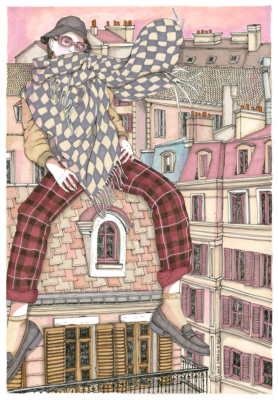 ilustración desde los tejados se piensa mejor