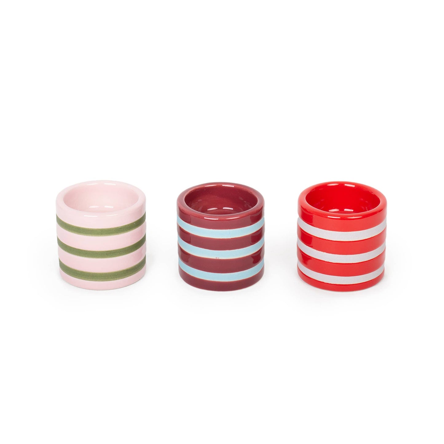 pack de 2 portavelas ceramica rojo