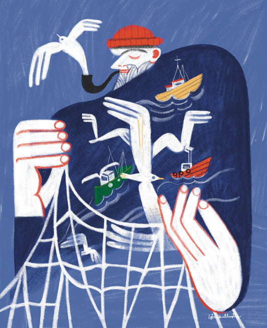 Fisherman – ilustración original de Istriceillustra | Leopardo Leopardi Barcelona