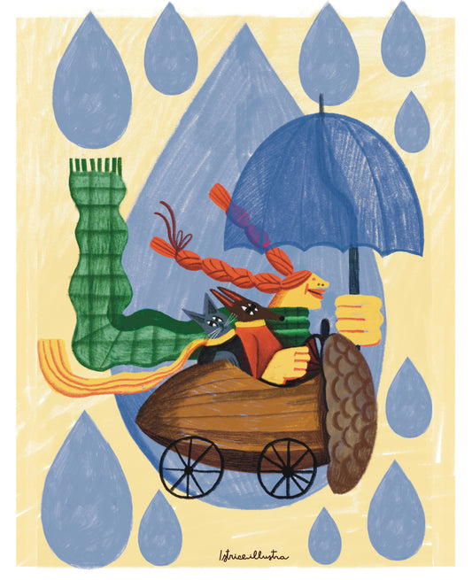 Iluvia – ilustración original de Istriceillustra | Leopardo Leopardi Barcelona