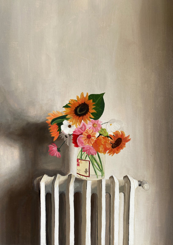 Print radiador con florero — ilustración original Ceruleo Barcelona