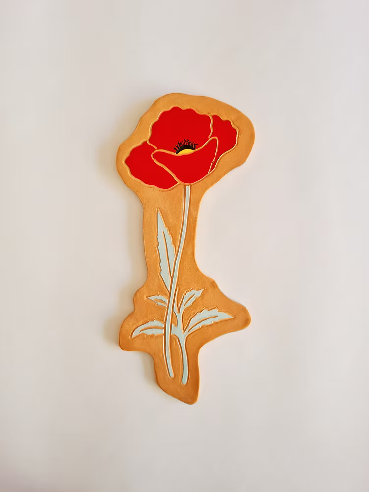 coquelicot  arte mural en cerámica