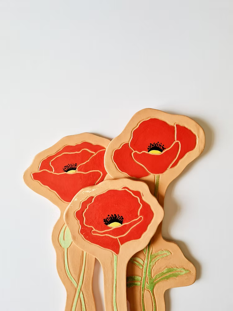 coquelicot  arte mural en cerámica