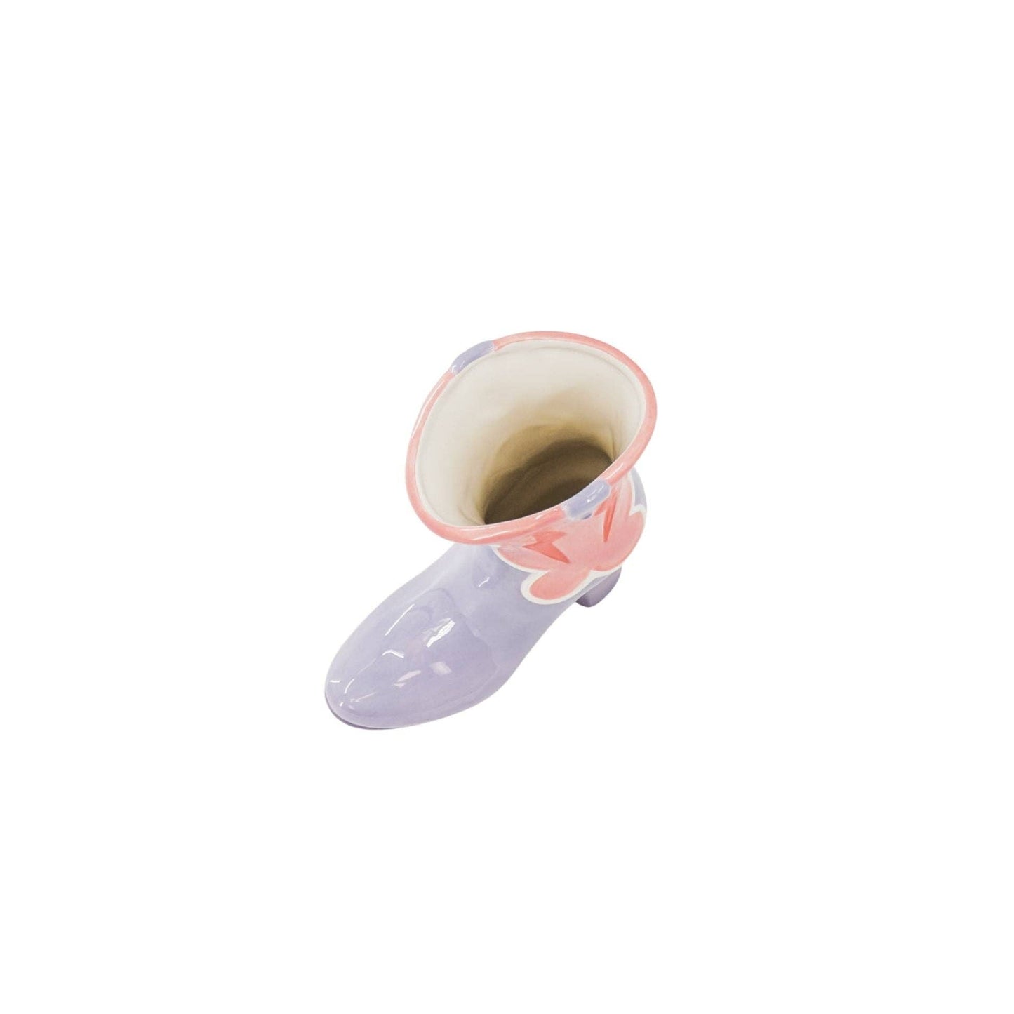 Housevitamin bv - Jarrón de flores - Jarrón bota - Cerámica - Rosa/Lila - 16,5x10,5x26,5cm