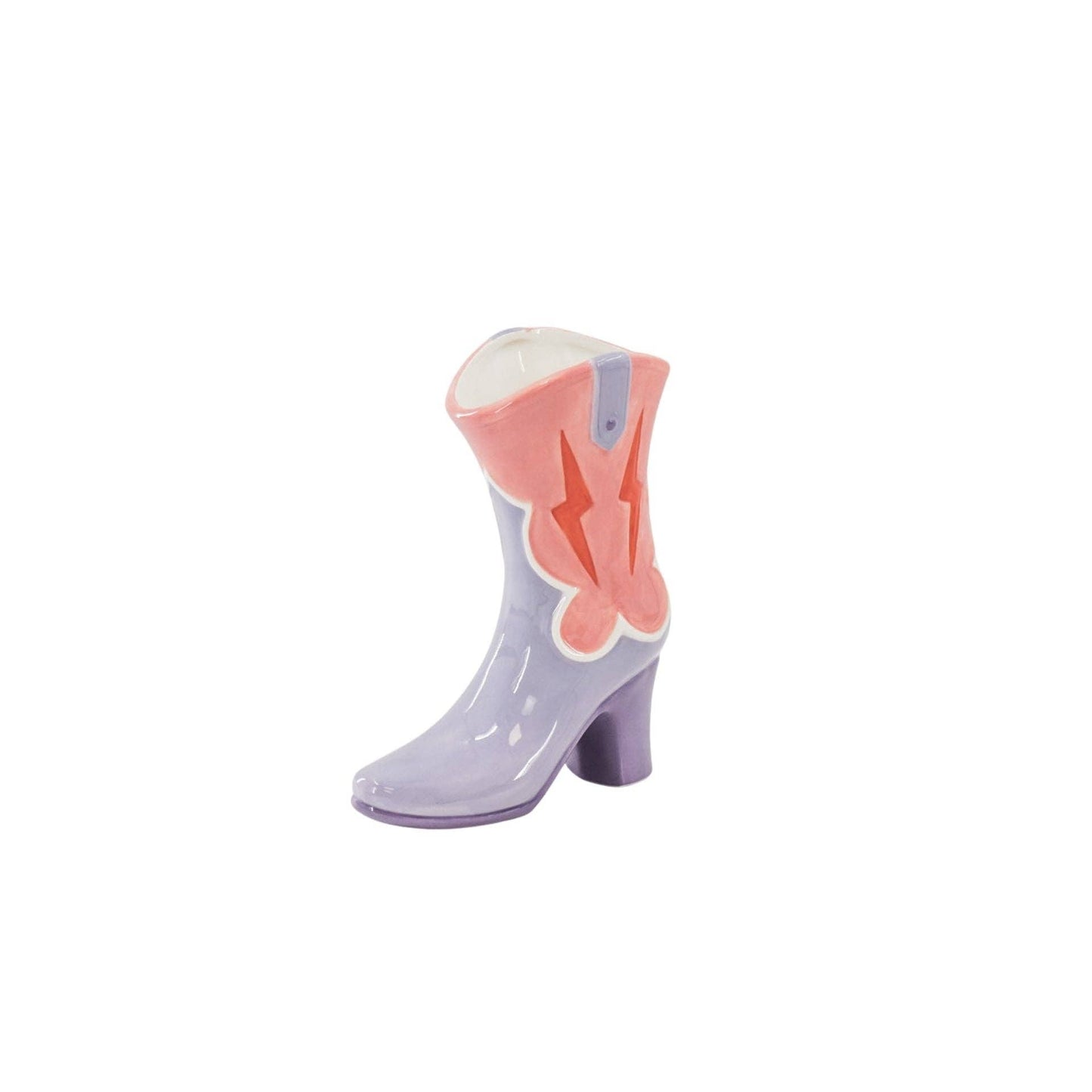 Housevitamin bv - Jarrón de flores - Jarrón bota - Cerámica - Rosa/Lila - 16,5x10,5x26,5cm