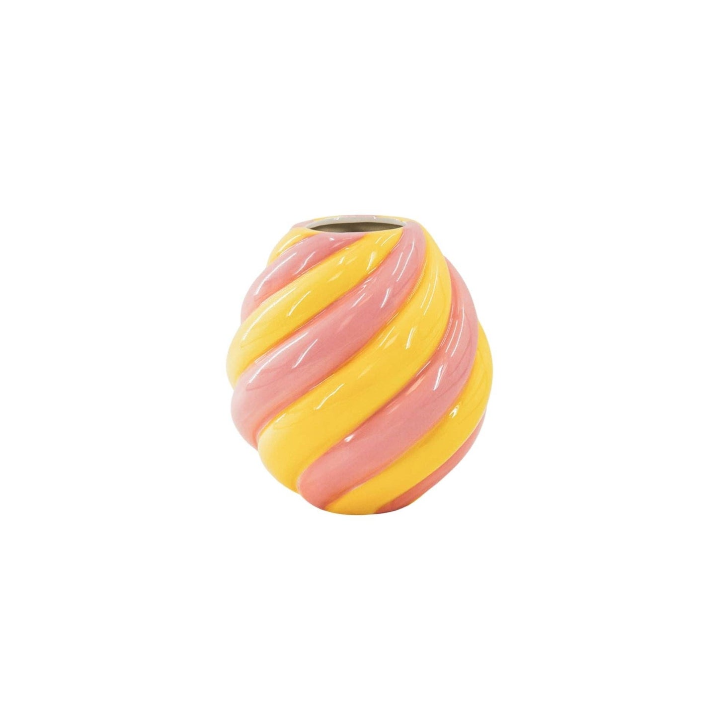 Housevitamin bv - Jarrón de flores - Jarrón en espiral - Cerámica - Amarillo/Rosa claro - 20x20x21,5 cm