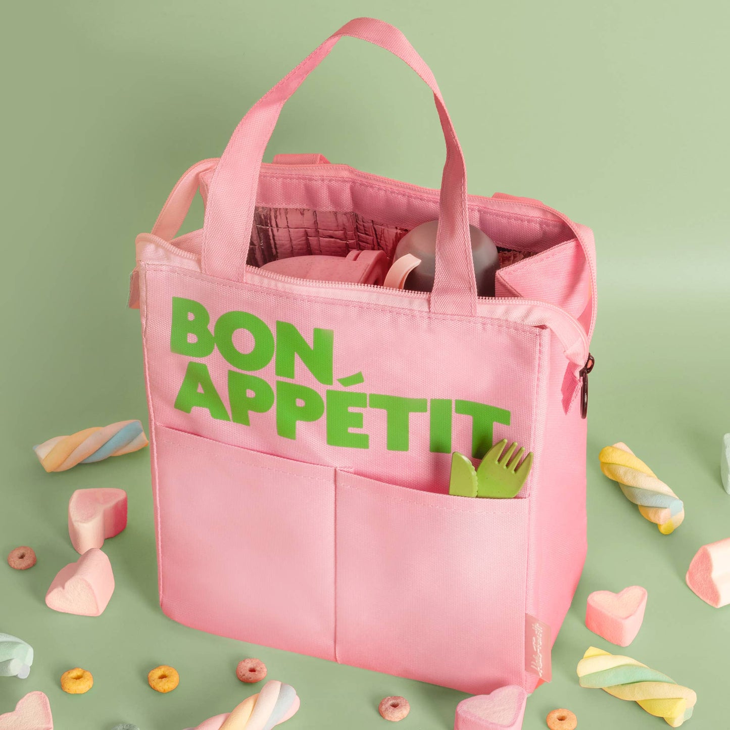 bolsa térmica para almuerzo rosa