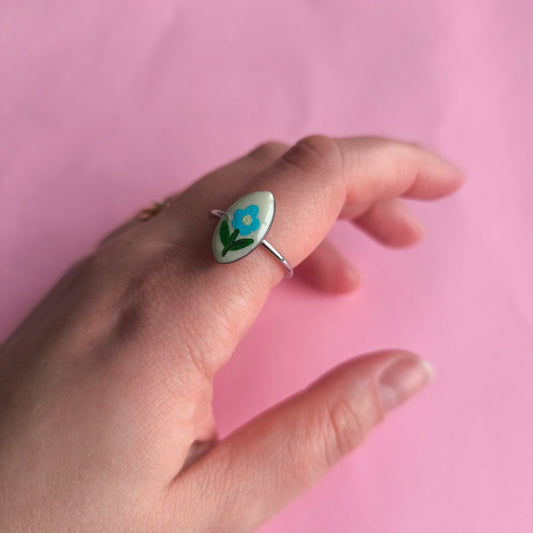 Anillo pintado rombo amarillo y celeste – CCHIO | Tienda de diseño Barcelona