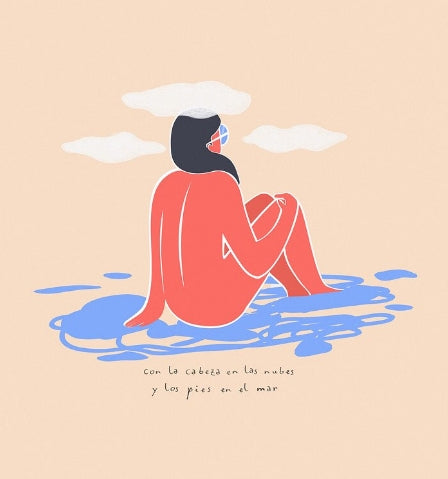 ilustracion cabeza en las nubes