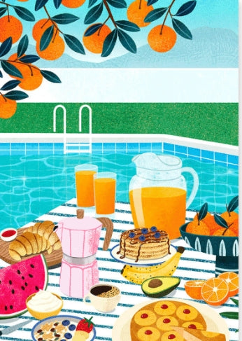 ilustracion breakfast by the pool