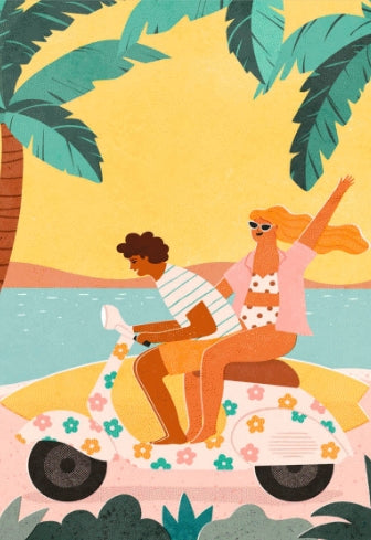 ilustracion vespa surf