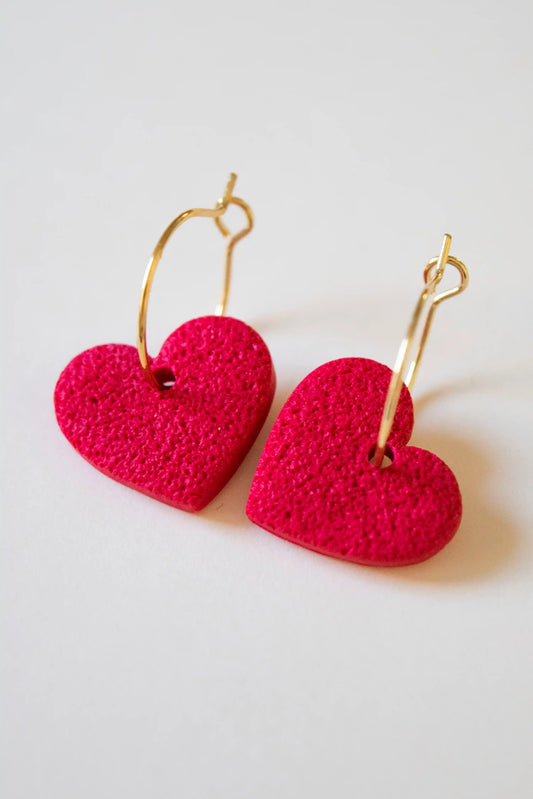 Pendientes corazon aro rojo – JULIAHACECOSAS | Tienda de diseño Barcelona