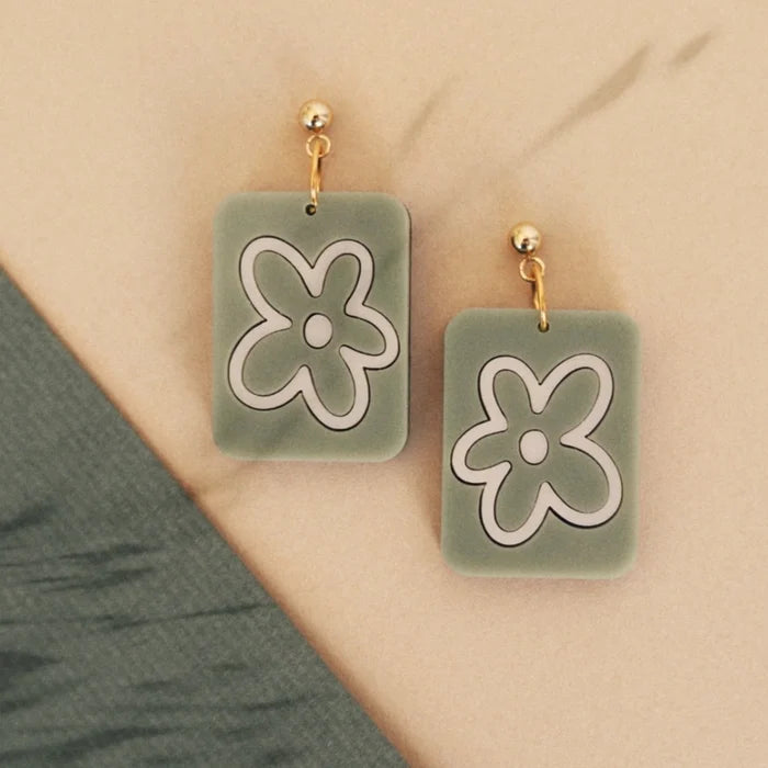 Flor verde Earring