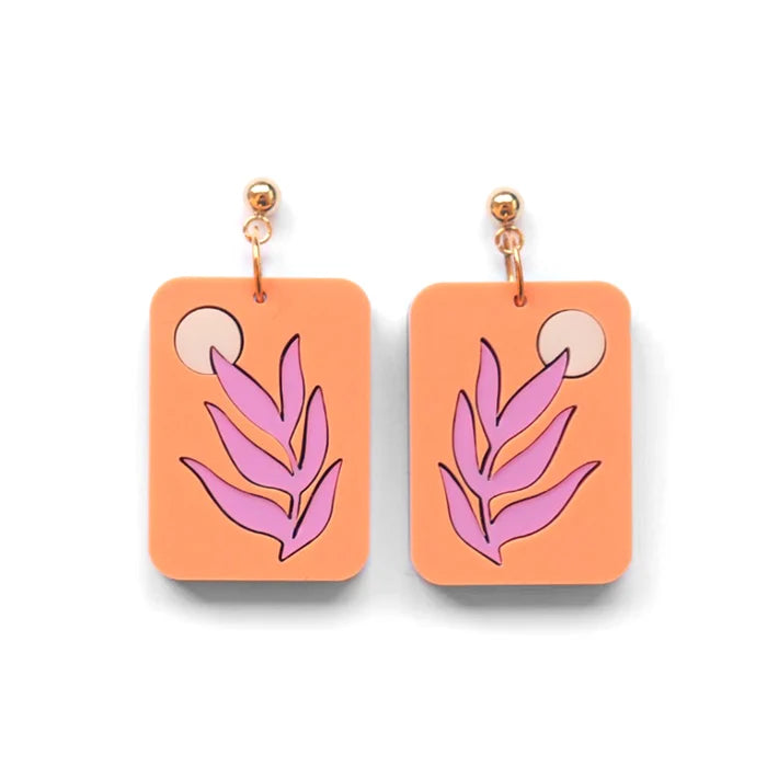 pendientes flor naranja