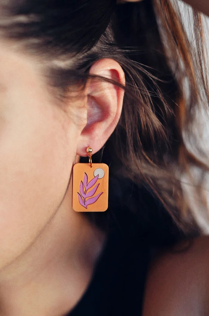 pendientes flor naranja