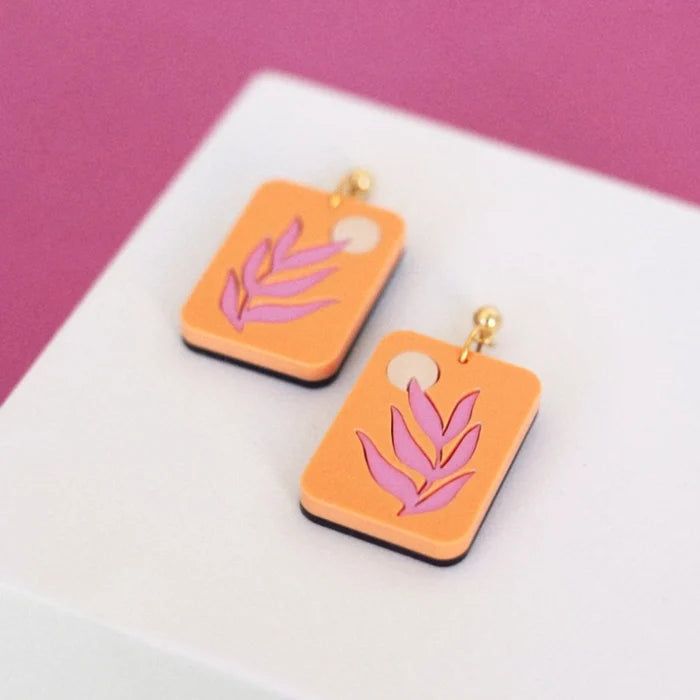 pendientes flor naranja