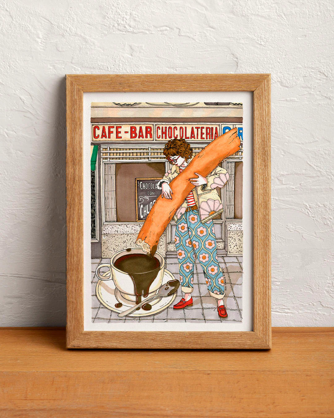 ilustración churros con chocolate