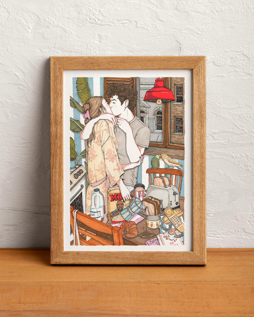 ilustración pareja y desayuno