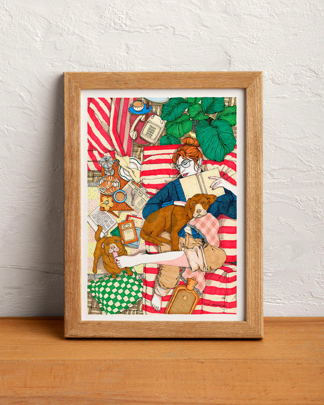 ilustración sofa y perro