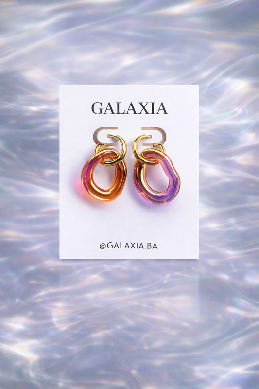 Pendiente ambar rosa