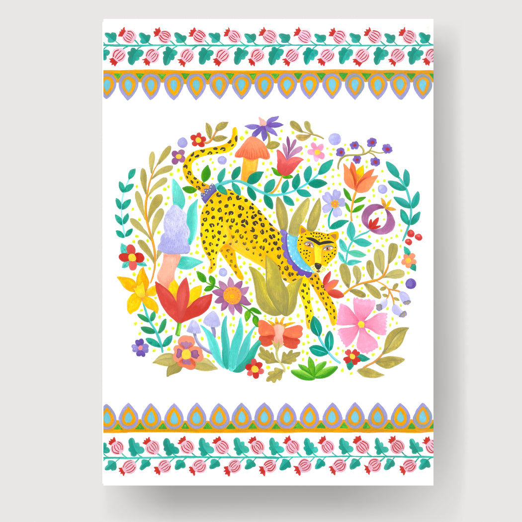 ilustracion gato con flores