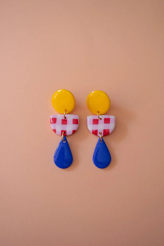 Pendientes pendientes geometrico vichy – JULIAHACECOSAS | Tienda de diseño Barcelona