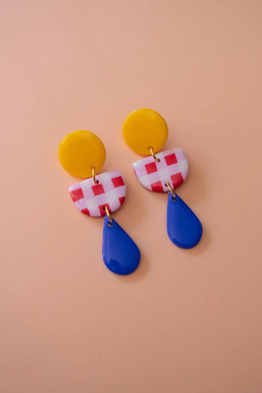 Pendientes pendientes geometrico vichy – JULIAHACECOSAS | Tienda de diseño Barcelona