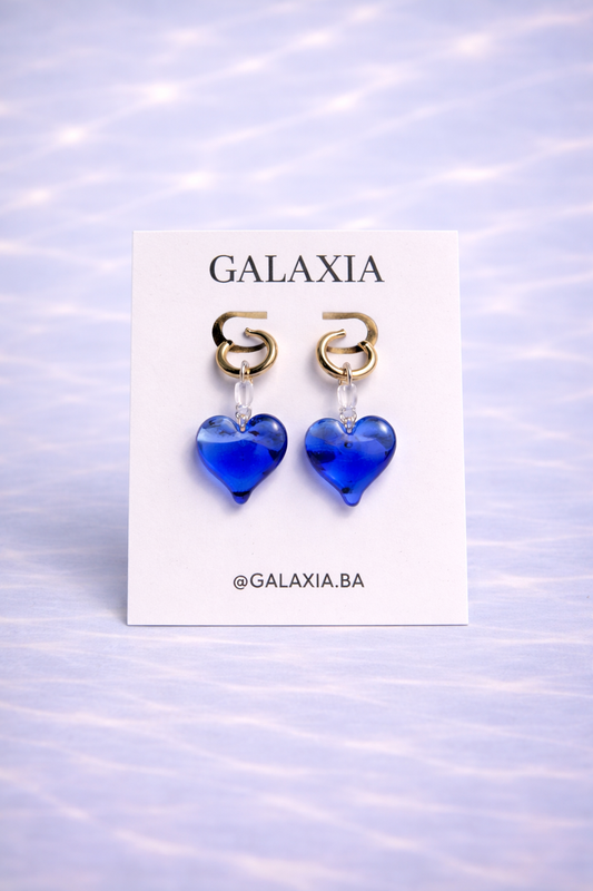Pendiente corazones azules