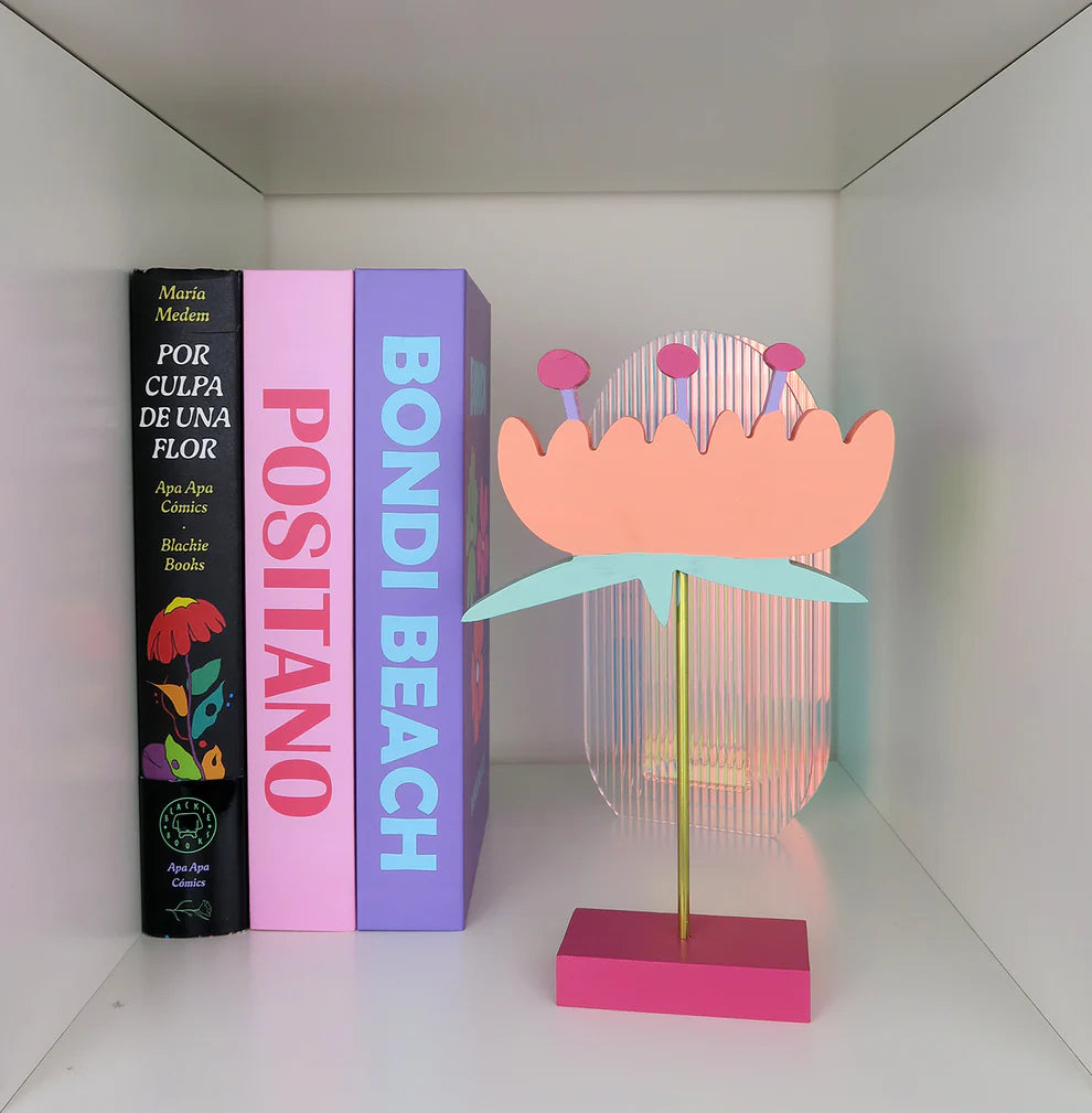 flor suspendida de madera (naranja)