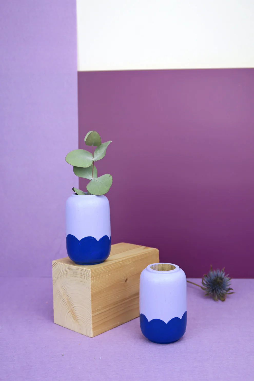 jarroncito volcan lila y azul