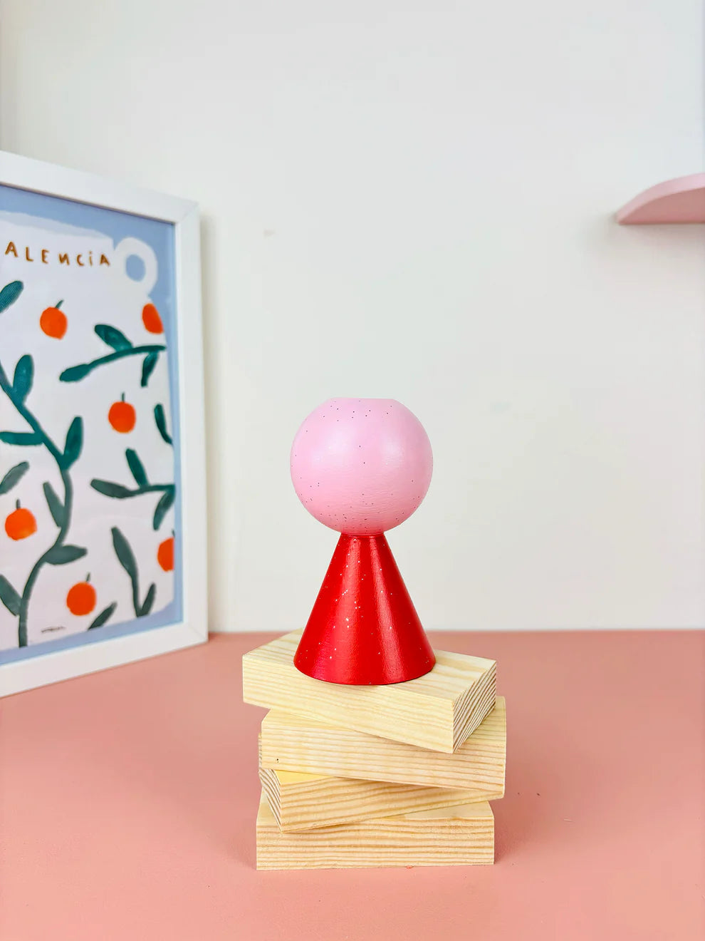 candelabro mini rojo purpurina