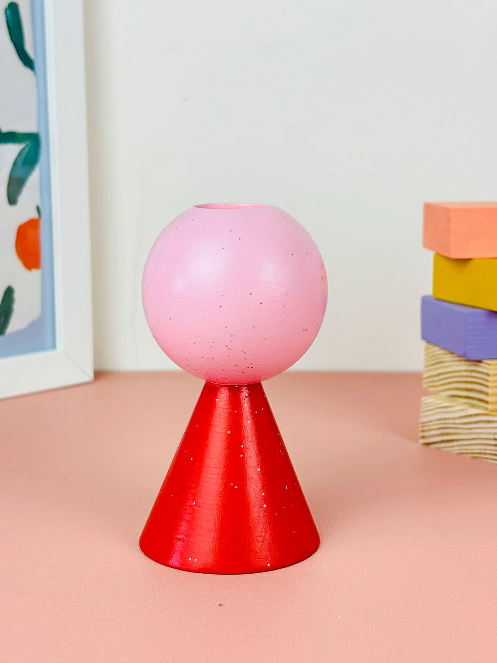 candelabro mini rojo purpurina