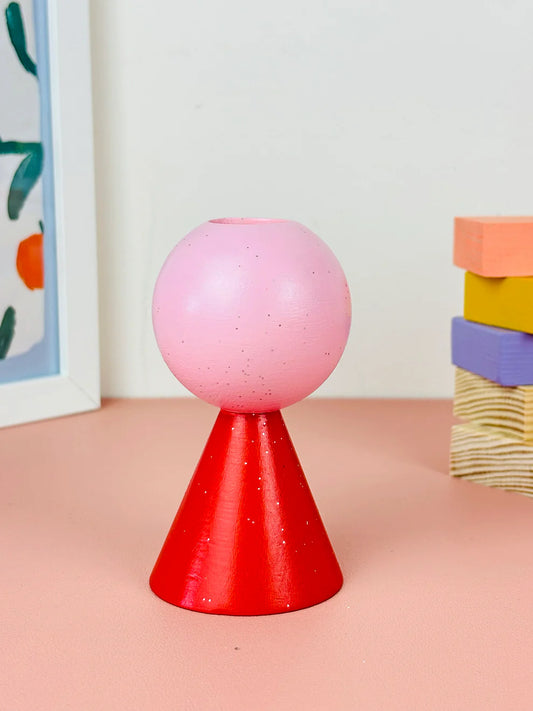 candelabro mini rojo purpurina