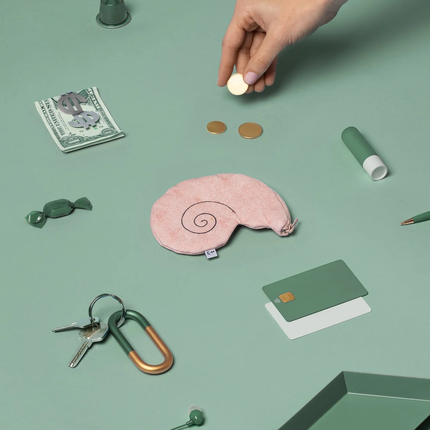 Monedero gran concha rosa