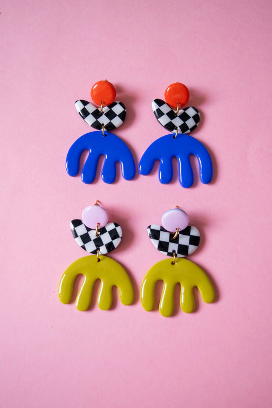 Pendientes Matisse damero verde – JULIAHACECOSAS | Tienda de diseño Barcelona