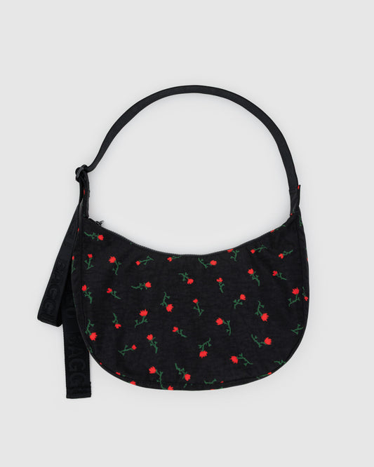 bolso negro flores baggu