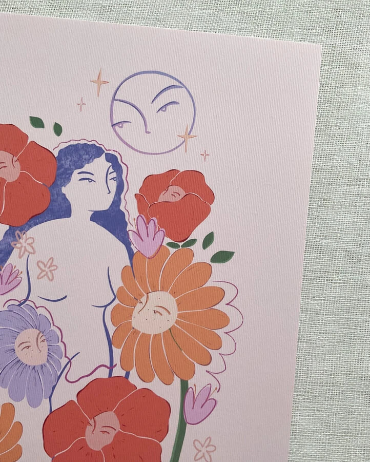 ilustración luna de flores